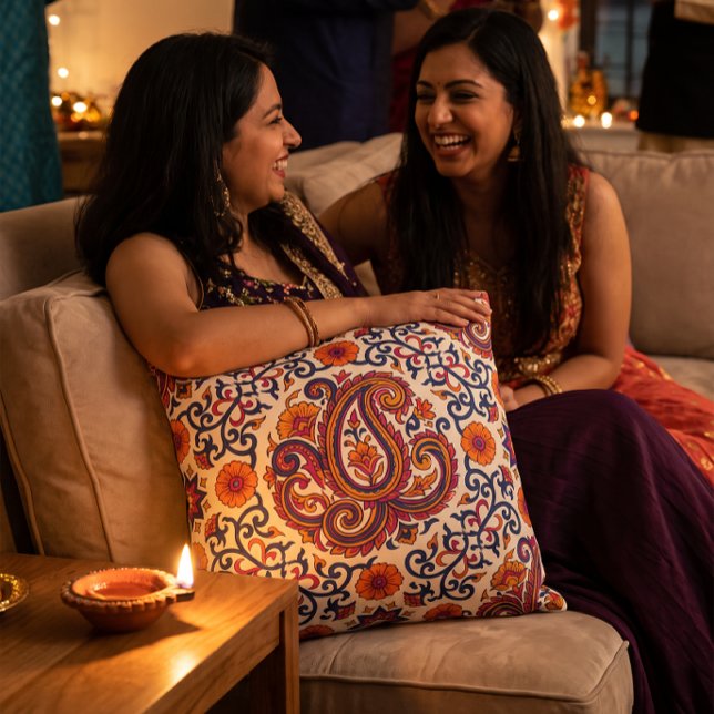 Diwali Jaipuri Blocktrycksmönster Kudde (Skapare uppladdad)