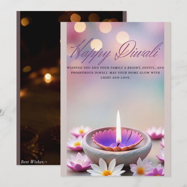 Diwali  julkort (Fram/baksida)
