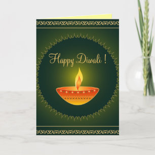 Diwali lampa på grönt - kort