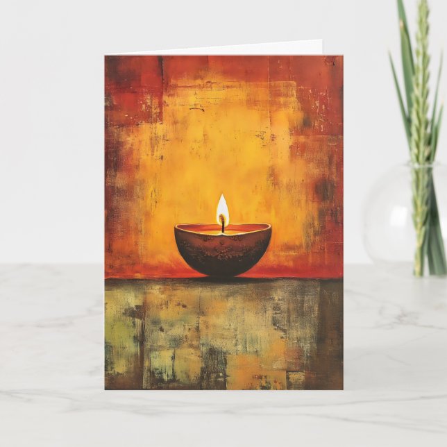 Diwali Light Lamp Retro Helgkort (Framsida)