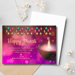 Diwali Lila Guld Mandala Lamp Hälsning Julkort