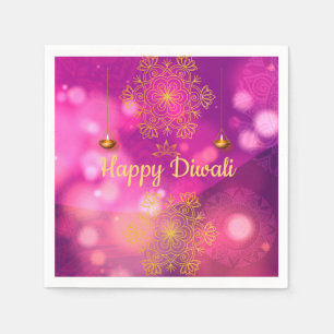 Diwali Lila Guld Mandala Lamps Pappersservett