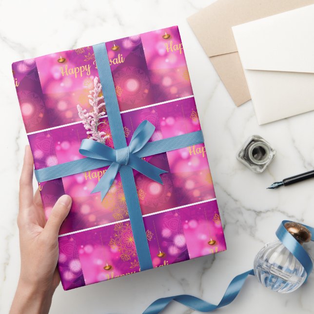 Diwali Lila Guld Mandala Lamps Presentpapper (Gifting)