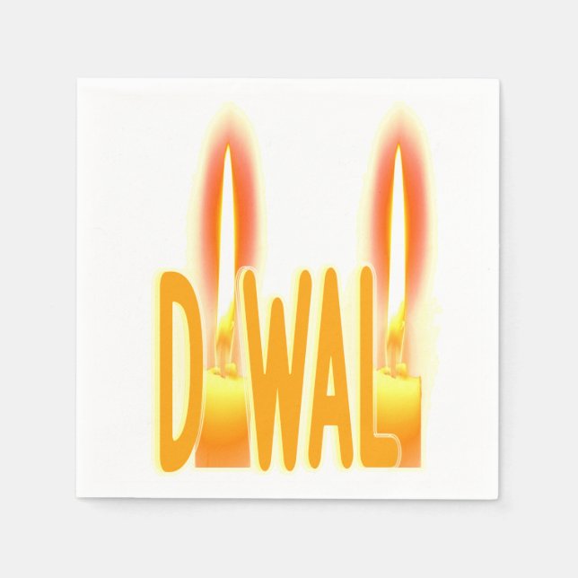 Diwali Ljus Candlelight Typography Cute Pappersservett (Framsidan)