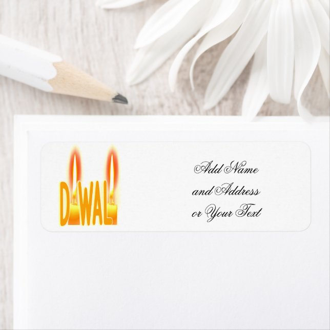 Diwali Ljus Typography Candles Returadress Etikett (Insitu)