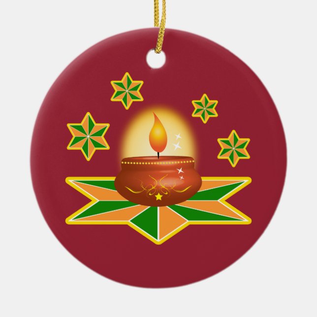 Diwali lykta julgransprydnad keramik (Framsidan)