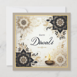 Diwali med Elegant Blommigt & Diya Julkort