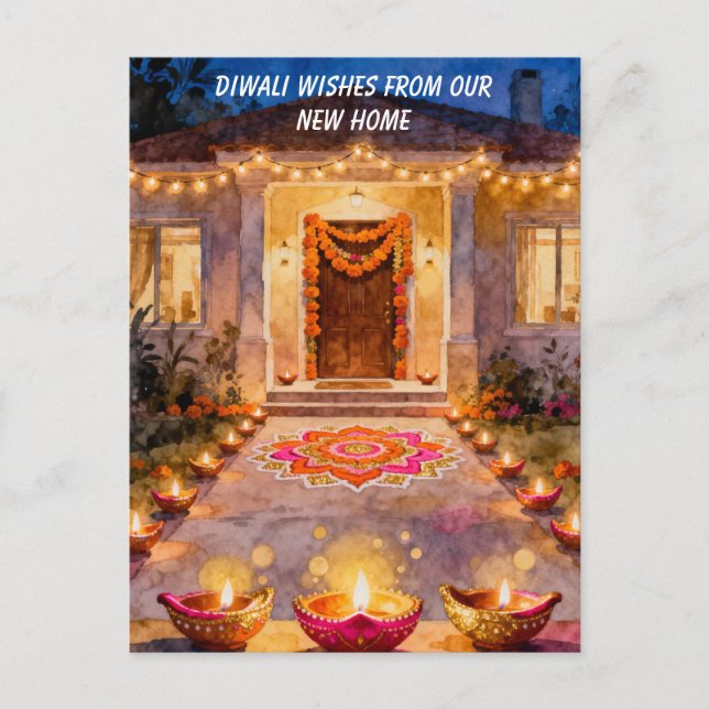 Diwali New Home Wishes Helg Vykort (Framsida)