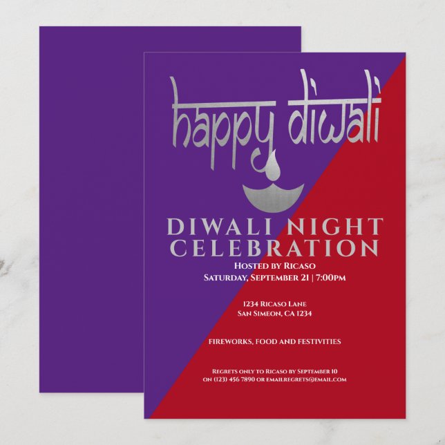 Diwali Night Firande of Light Inbjudningar (Fram/baksida)