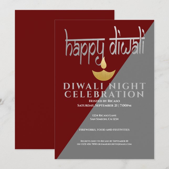 Diwali Night Firande of Light Inbjudningar (Fram/baksida)
