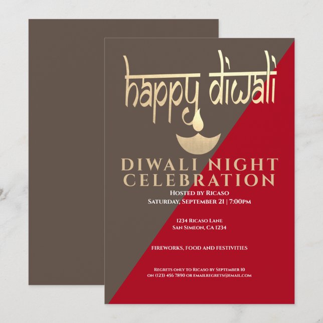 Diwali Night Firande of Light Inbjudningar (Fram/baksida)