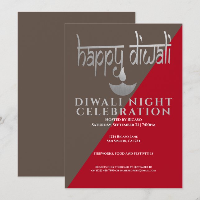 Diwali Night Firande of Light Inbjudningar (Fram/baksida)