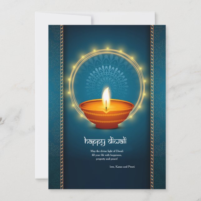 Diwali Oil Lamp Greeting Card Julkort (Framsida)