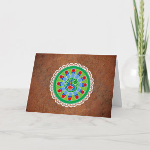 Diwali Önskemål, Rangoli Design med Diya Oil Lamp Kort
