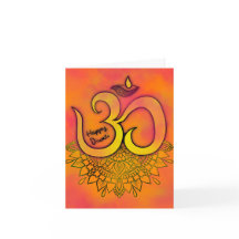 Diwali Orange Aum Mandala Card