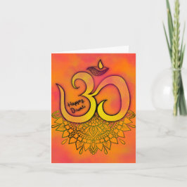 Diwali Orange Aum Mandala Card Helgkort