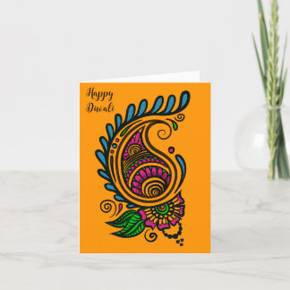 Diwali Orange Paisley Card Helgkort
