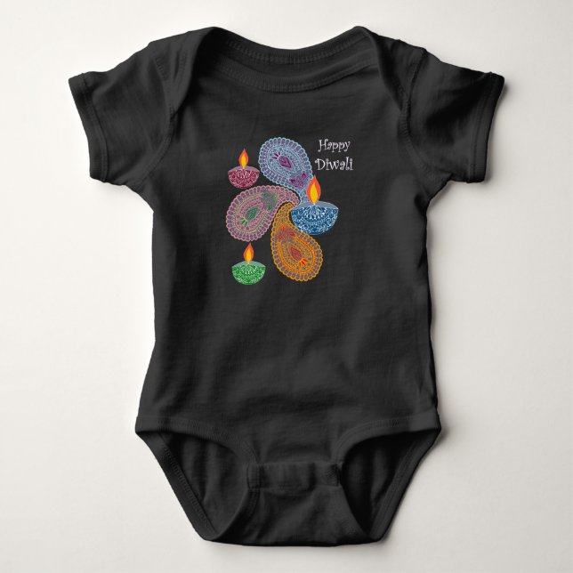Diwali - Paisleys & Lamps T Shirt (Framsida)