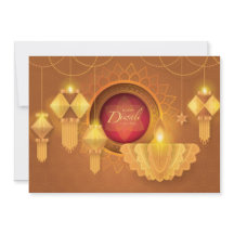 Diwali Papercut Deepa & Lanternas, guld