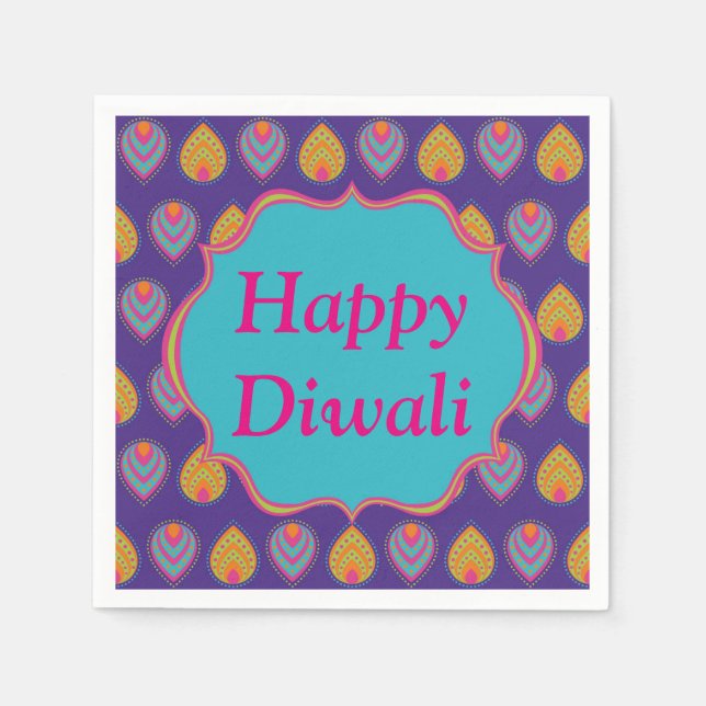 Diwali Pappersservett i Colorful Indian Mönster (Framsidan)
