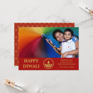 Diwali Photo Greeting Card - Anpassningsbar Färg Kort