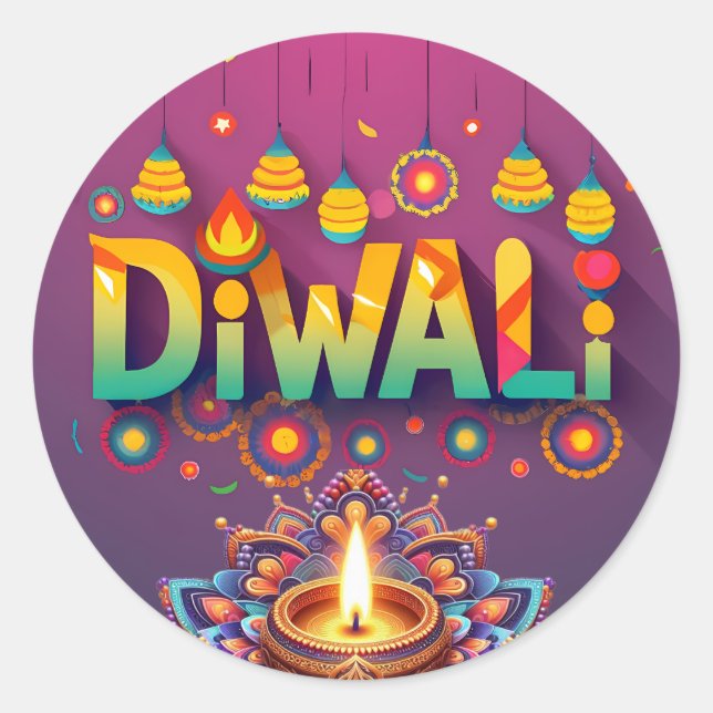 Diwali speciell runt klistermärke (Framsida)