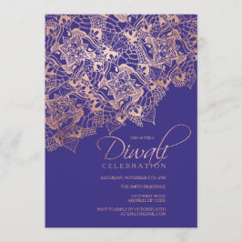 Diwali typography ro guld mandala blue lila inbjudningar