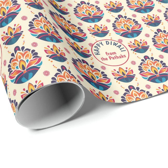 Diwali Wrapping Papper - Anpassningsbar Text Editi Presentpapper (Rullad Hörn)
