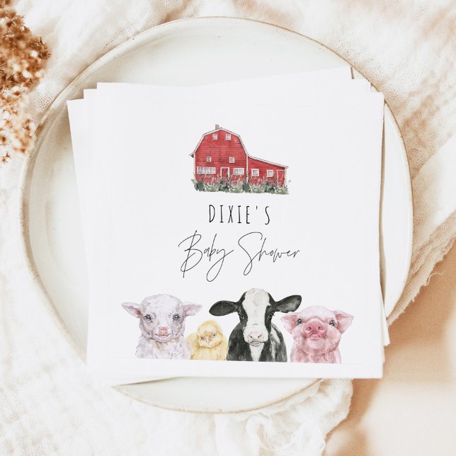 DIXIE Cute Land Red Barn Baby djur Pappersservett (Skapare uppladdad)