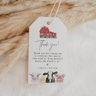 DixIE Land Red Barn Farm Animal Baby Shower Presentetikett
