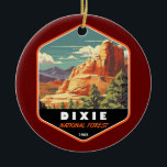 Dixie National Forest Utah Travel Art Vintage Julgransprydnad Keramik<br><div class="desc">Dixie National Forest Vetor-design. Den största nationalskogen i Utah sträcker sig över klyftan mellan Underbara bäcken och Colorado-floden.</div>