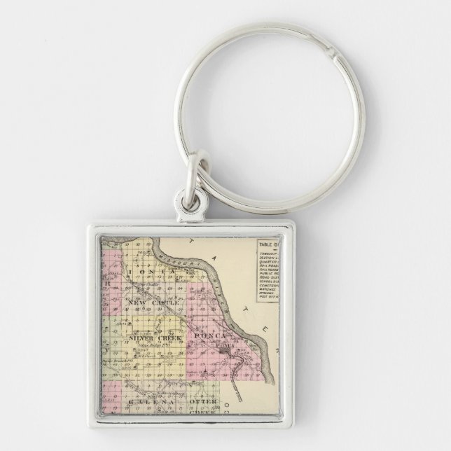 Dixon County, Nebraska Fyrkantig Silverfärgad Nyckelring (Framsidan)