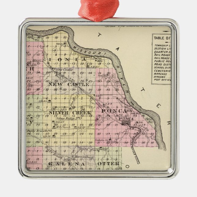 Dixon County Nebraska Julgransprydnad Metall (Framsidan)