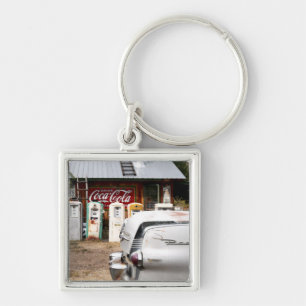 Dixon som är ny - mexico, United States. Vintage Fyrkantig Silverfärgad Nyckelring