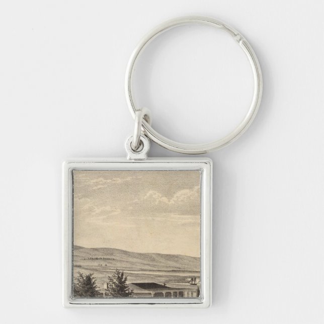 Dixons bosättning fyrkantig silverfärgad nyckelring (Framsidan)