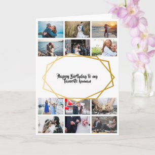 DIY 12-foto modern romantisk födelsedag i guld r Kort