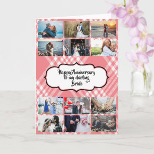 DIY 12-foto Plaid tartan par årsdag Kort