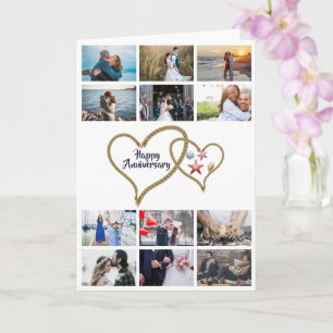 DIY 12 fotoårsdag bröllop nautiskt hjärta Kort