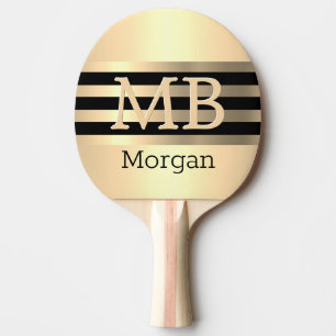 DIY 3-D Monogram/Namn, Black/Guld Rand på Guld Pingisracket