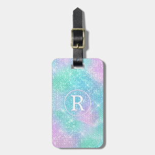 DIY 3- D vit monogramcirkel, Iridescent Gnistra Bagagebricka