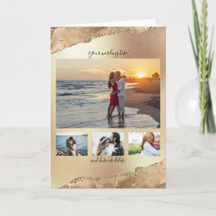 DIY 4-foto romantisk årsdag agerade i guld Kort