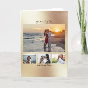 DIY 4-foto romantisk årsdag förlovning guld Kort