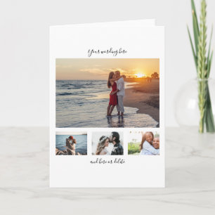 DIY 4-fotoårsdag bröllop enkla minimalister Kort