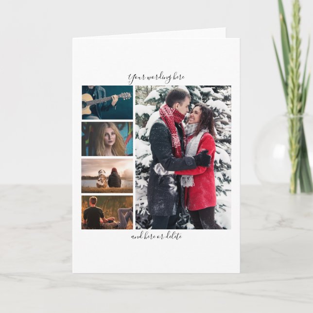 DIY 5 fotoårsdag bröllop lodrät enkelt Kort (Framsida)