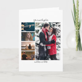 DIY 5 fotoårsdag bröllop lodrät enkelt Kort