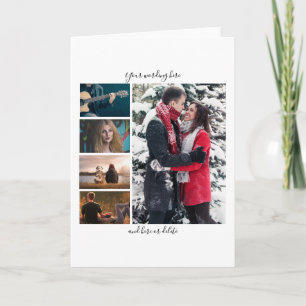 DIY 5 fotoårsdag bröllop lodrät enkelt Kort