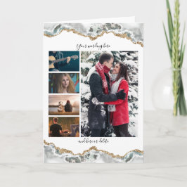 DIY 5 fotoårsdag bröllop marble geode vert. Kort