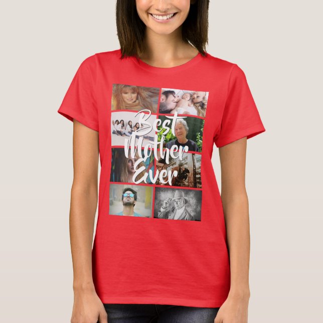 DIY 8 fotokollage, bästa mor någonsin DIY T Shirt (Framsida)