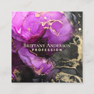 DIY Abstrakt Black Lila Guld Fyrkantigt Visitkort
