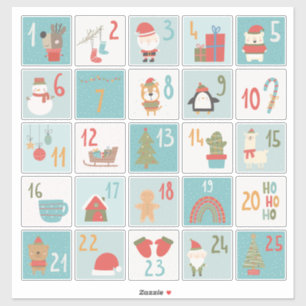 DIY Advent Calendar Stickers klassisk jul Klistermärken